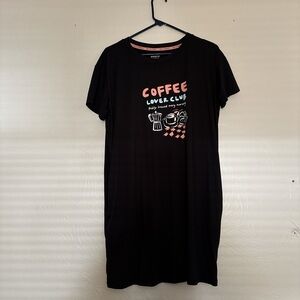 Coffee Lover Club Black Pajama Nightshirt